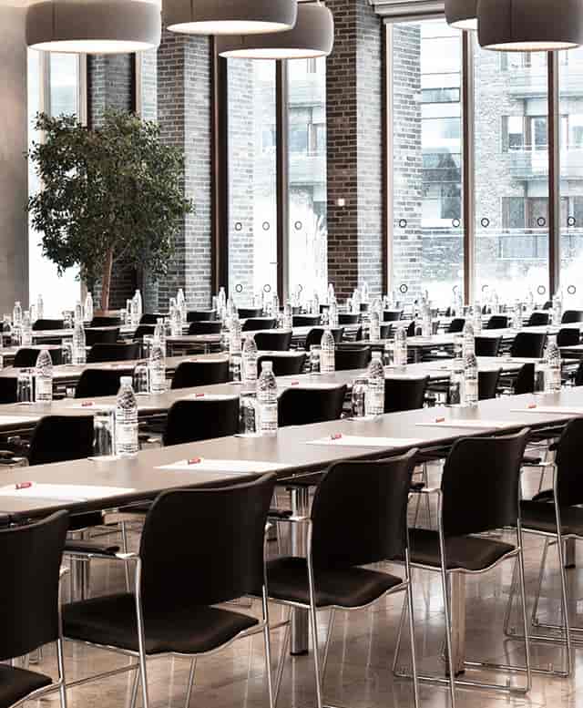 Classroom-style banquet hall in Charlottehaven for professional conferences and training seminars.
