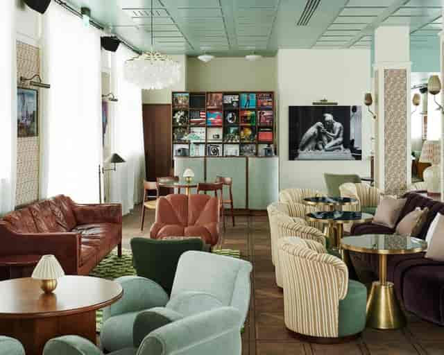 Upscale lounge in Soho House Copenhagen, ideal for networking and intimate corporate breakout events.