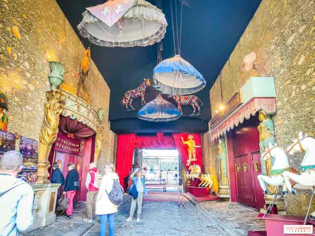 Musée des Arts Forains whimsical venue entrance for immersive experiential events.
