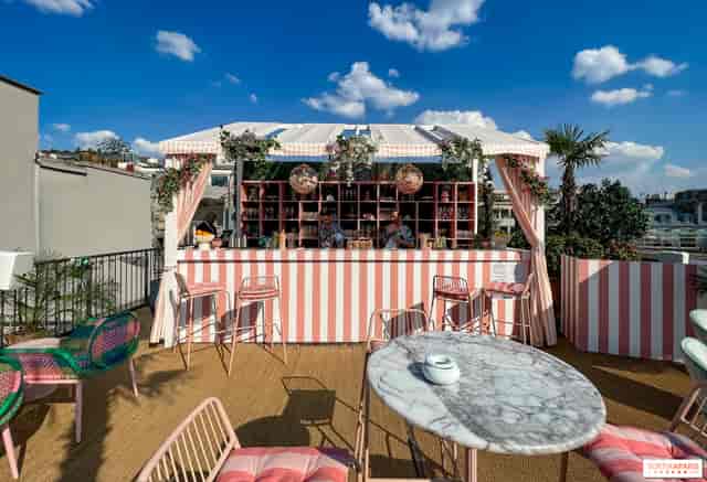 Le Marta rooftop lounge with branded decor for high-end social mixers and corporate receptions.