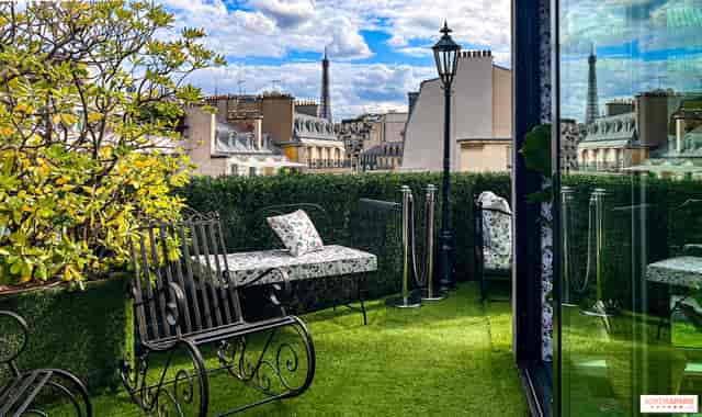 Le Marta rooftop event space with Eiffel Tower view for intimate VIP receptions.