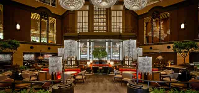 Sophisticated Momoyama venue at Grand Hyatt Tokyo with elegant chandeliers for events.