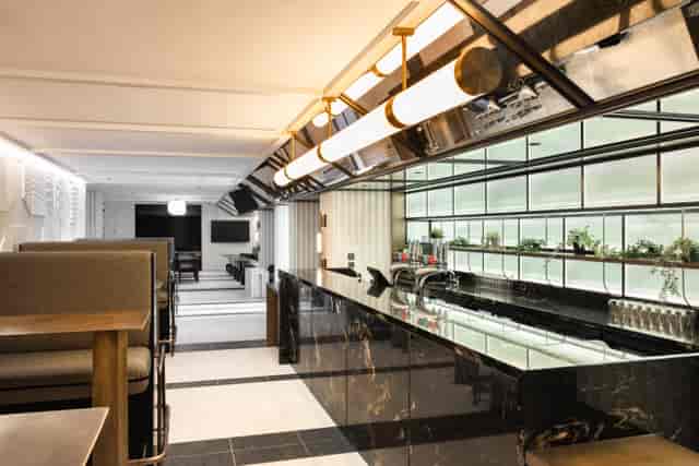 Thames Bar Fulham Pier: sleek venue for networking events with polished bar.