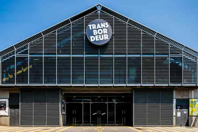 Industrial-chic outdoor event space at Le Transbordeur for product launches and brand activations.