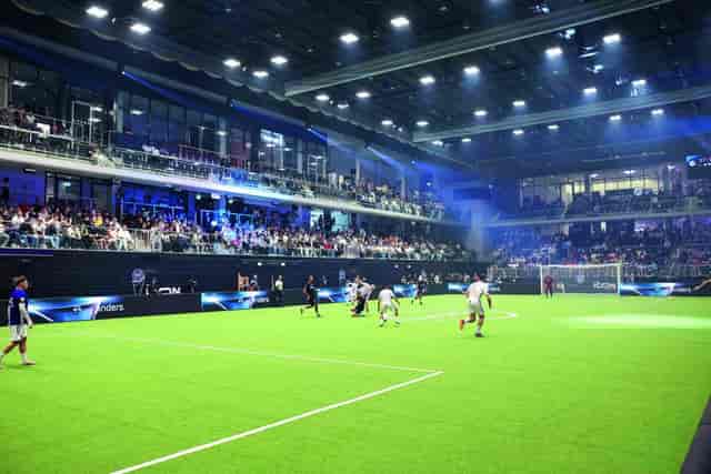 Castello Düsseldorf indoor sports arena with tiered seating for athletic events and tournaments.