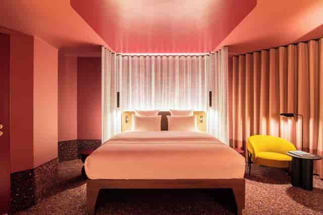 Modern hotel meeting room with bold monochromatic design for VIP events and incentive travel.
