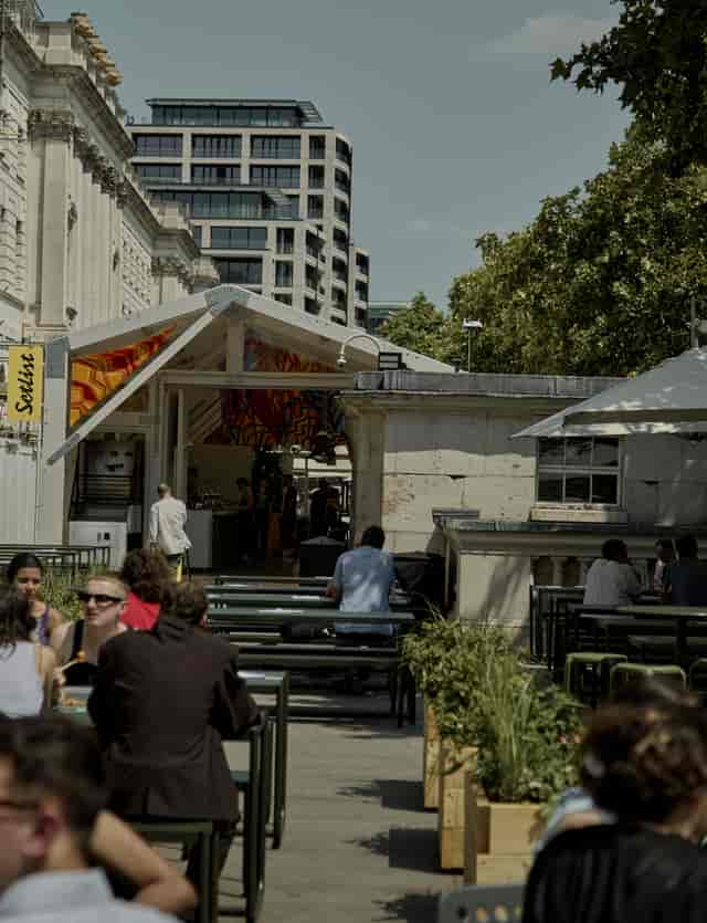 Vibrant outdoor venue for parties, casual gatherings, and networking events.