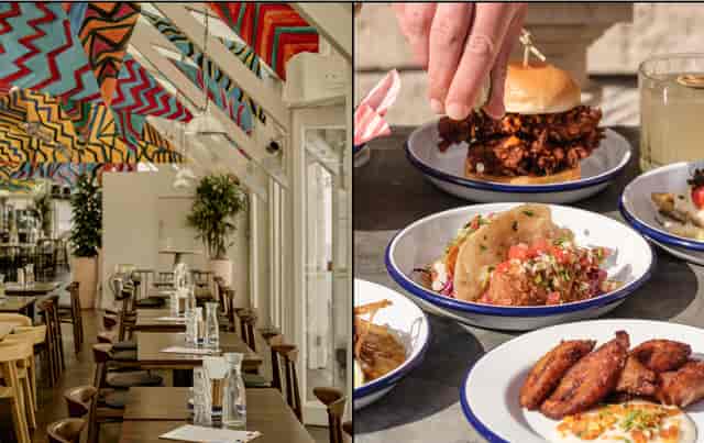 Vibrant dining space with gourmet dishes for parties and private hire events.