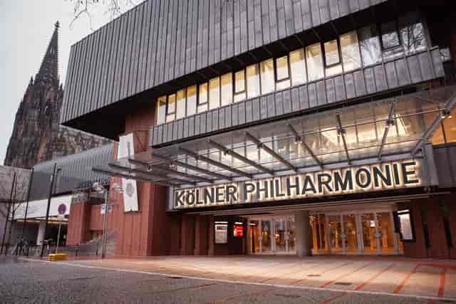 Kölner Philharmonie exterior: iconic concert hall venue for corporate events and performances.