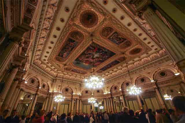 Gilded ballroom at Gran Teatre del Liceu, ideal for gala or networking event venue.