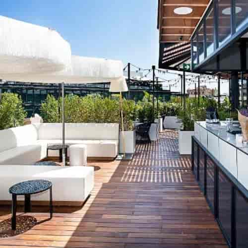 Verbena Terrace rooftop breakout space with lounge seating for networking and cocktail events.