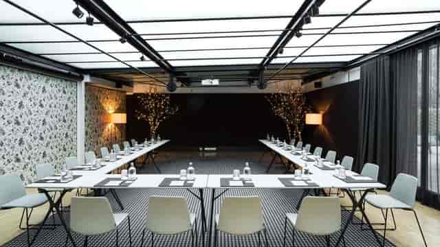 U-shape meeting room in Alexandra Barcelona Hotel for sophisticated workshops and board meetings.