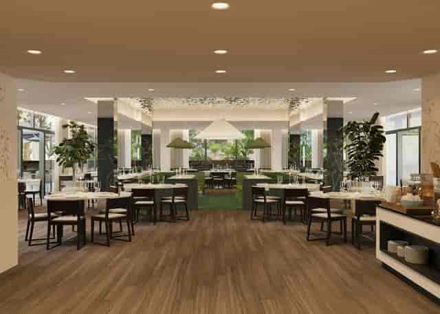 Modern Montserrat restaurant at Hilton Barcelona for corporate lunches and networking events.