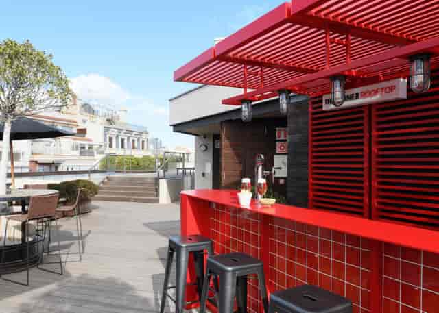 Rooftop bar at The Corner Hotel, ideal for networking events and VIP cocktail receptions.