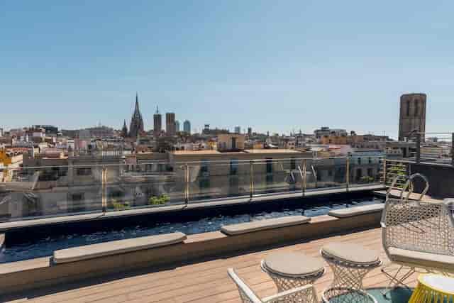 The Bagués Terrace rooftop with skyline views, perfect for exclusive cocktail events and receptions.