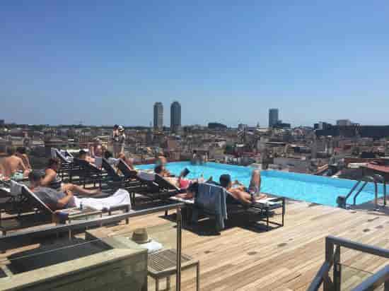 Grand Hotel Central rooftop infinity pool for VIP cocktail receptions and corporate events.