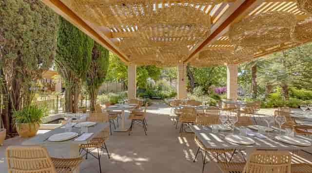 Hotel Mirlo open-air terrace, Mediterranean-style venue for weddings and networking events.