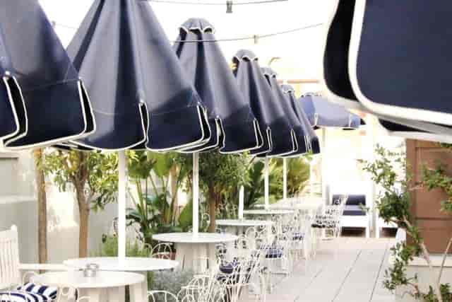 Outdoor terrace at Hotel Midmost, perfect for networking receptions and corporate events.