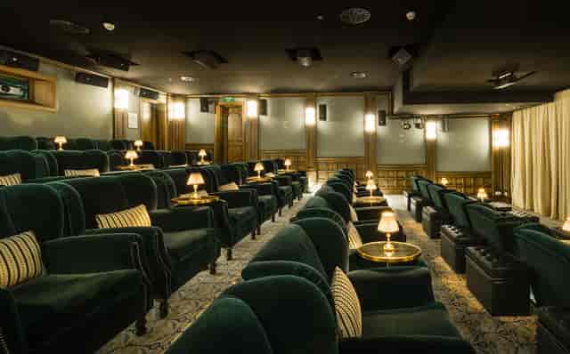 Plush Green Room screening area in Soho House Barcelona for corporate events and private rentals.