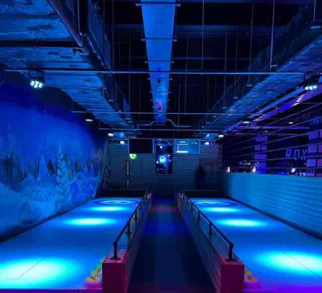 The Lodge at Roxy Lanes Edinburgh: LED-lit venue for corporate team building and networking events.