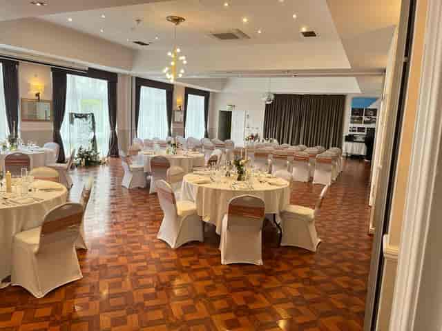 Versatile banquet hall at Clumber Park Hotel & Spa for business conferences and event dining.