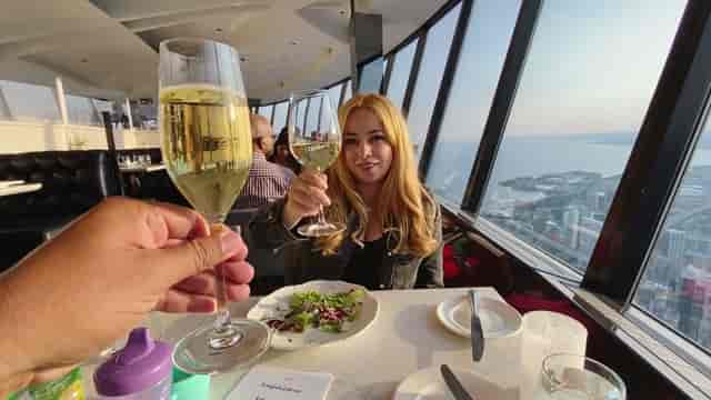 CN Tower revolving restaurant: premium dining venue for corporate events and VIP client dinners.