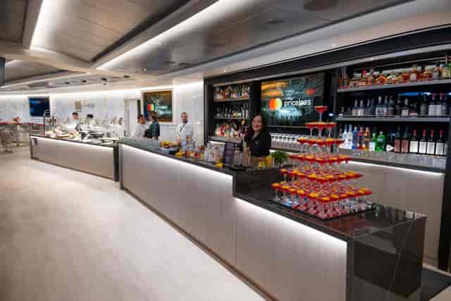 VIP Sapphire Lounge with champagne tower for corporate networking and premium VIP events.