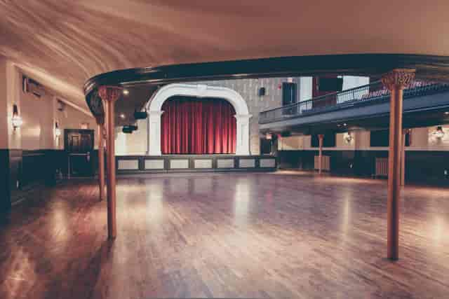 Conversation Room stage with proscenium arch for galas and product launch events.