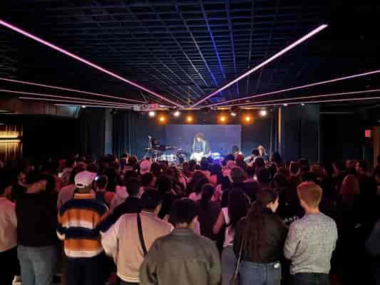Drake Underground black-box concert venue with LED stage lighting for live music events.