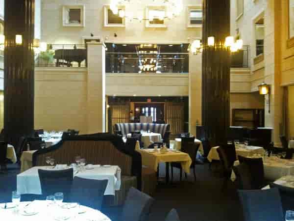 Courtyard Ballroom at Windsor Arms Hotel, featuring mezzanine seating for corporate gala events.
