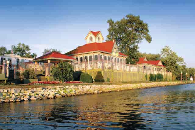 Main Meeting Room at Fern Resort: waterfront wedding and corporate retreat venue with deck space.