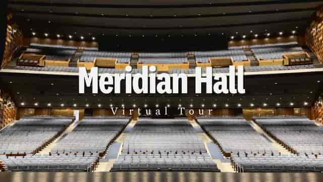 Meridian Hall proscenium theater for corporate events and keynote presentations.