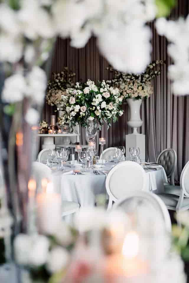 The Arlington Estate East Wing formal tablescape for luxury wedding or gala.