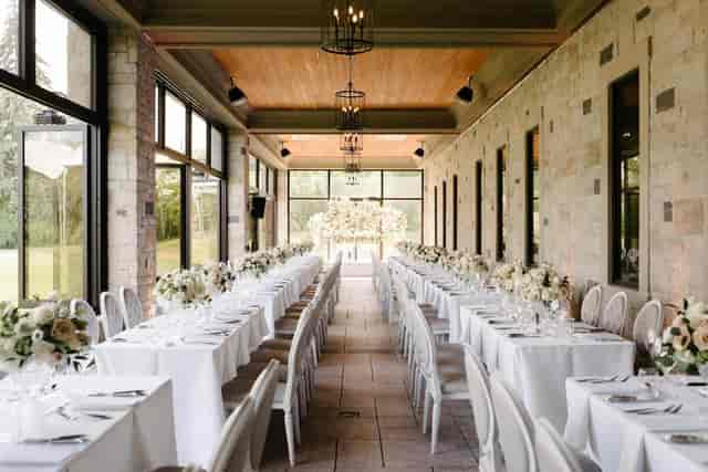 Luxury long-table banquet hall at The Arlington Estate for elegant wedding reception venue.