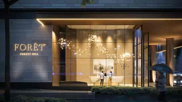 Luxury hotel entrance in Forest Hill Village, perfect for upscale VIP events and hospitality.