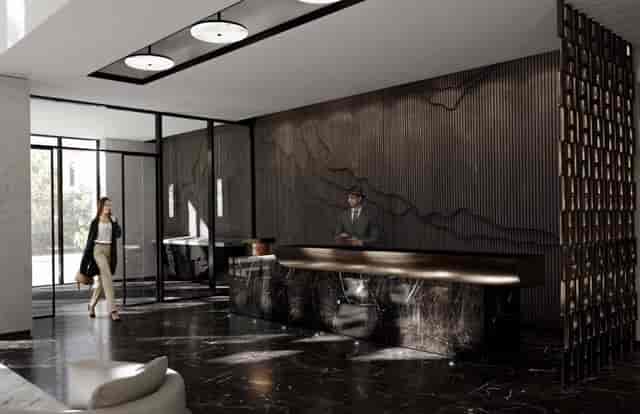 Luxury hotel lobby in Forest Hill Village for executive corporate events and networking.