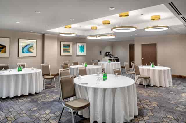 Crowne Plaza Toronto Airport banquet room set for collaborative workshops or business meetings.