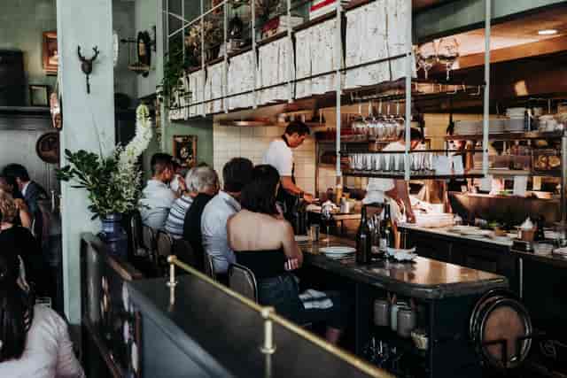 St. Lawrence dining room with open kitchen for private chef’s table or corporate networking events.