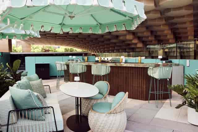 Ultra Restaurant Toronto outdoor lounge with bar for upscale networking and cocktail receptions.