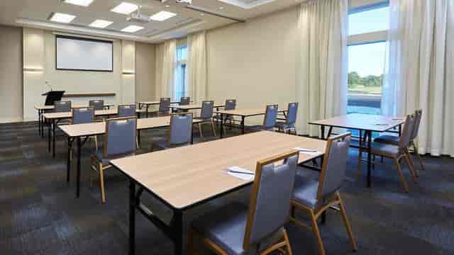 IKON Event Space breakout room with classroom seating for corporate workshops and training sessions.