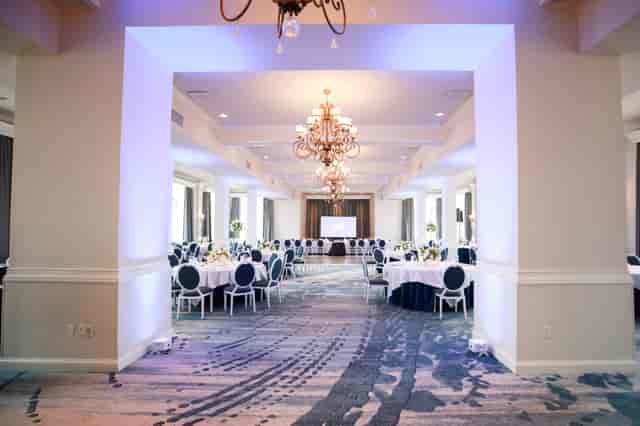 King Charles Ballroom at The Don CeSar with elegant chandeliers for gala and banquet events.