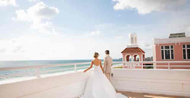 Del Prado Hall wedding terrace at The Don CeSar with coastal views for luxury resort weddings.