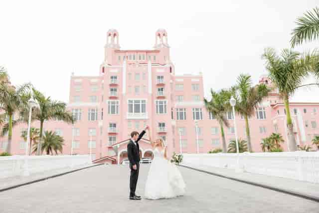 Luxury Don CeSar courtyard wedding venue with iconic architecture for elegant social events.