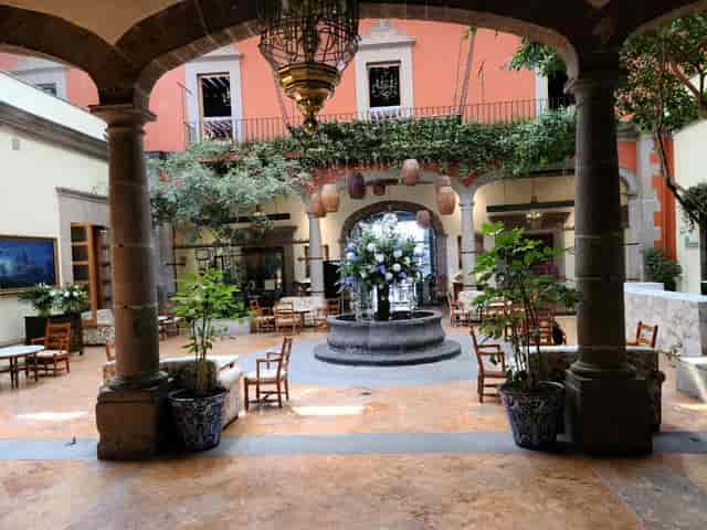 Historic courtyard venue at Hacienda de los Morales for boutique wedding receptions and events.