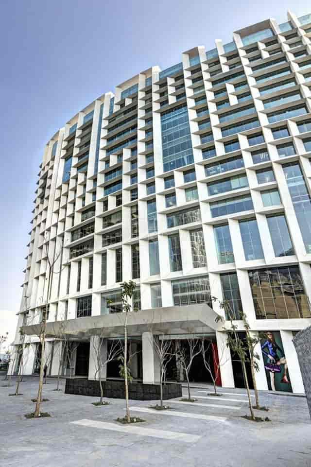 Modern IZA Business Center exterior for large corporate events and professional conferences.