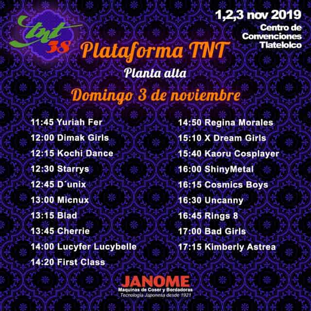 Planta Alta at Tlatelolco Convention Center showing a busy event schedule and stage management.