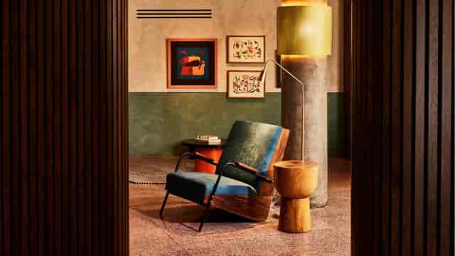 Luxury boutique hotel breakout nook for executive networking and corporate event space.
