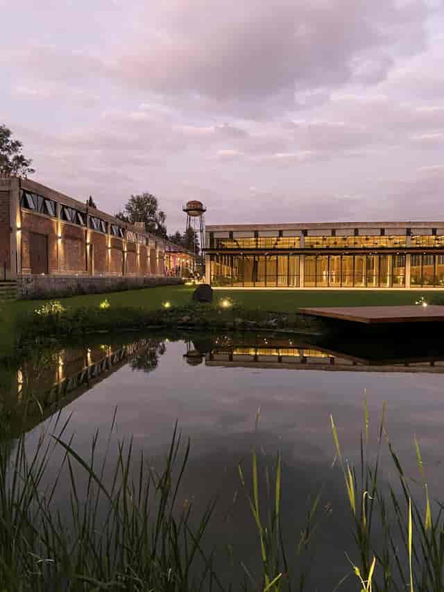 La Tejedora industrial-chic venue with glass architecture for corporate retreats and weddings.