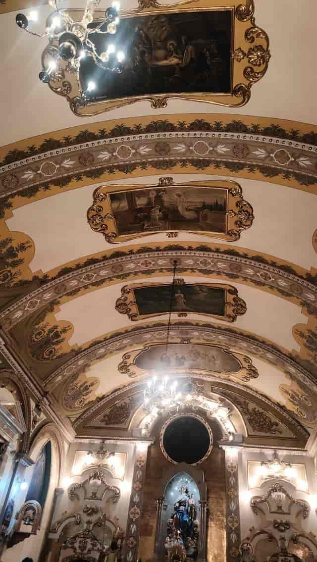 Ornate vaulted ceiling at Nuestra Señora de la Consolación wedding and event venue.