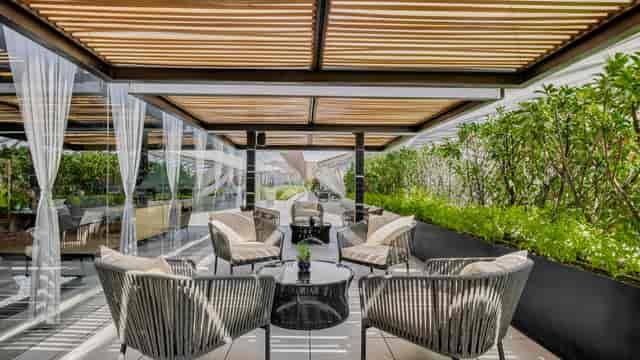 Fiesta Americana Satélite outdoor lounge for sophisticated VIP receptions and business events.